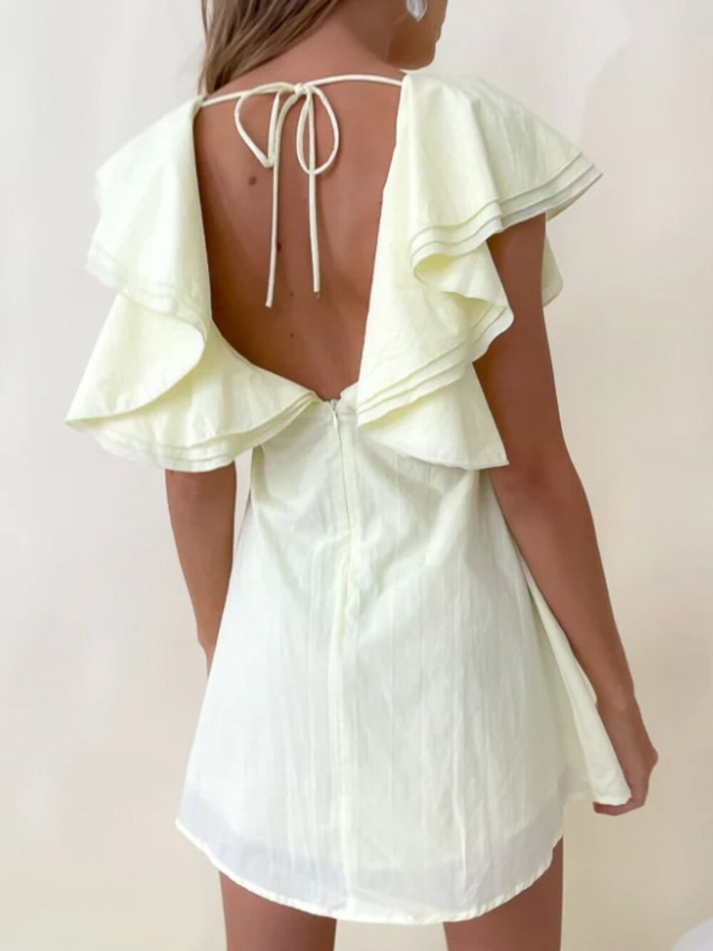 VRG GRL Party Nights Frill Mini Dress - Lemon - Size US 4 / AUS 8 (Small)